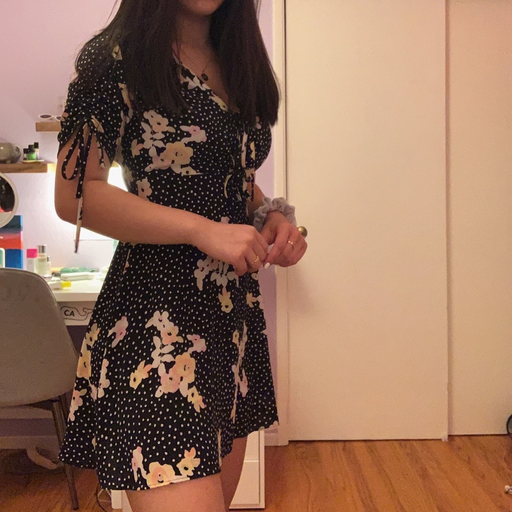 Topshop Polka Dot Floral Dress